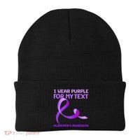 I Wear Purple For My Personalize Text Alzheimer's Awareness Beanie thumb 0