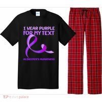I Wear Purple For My Personalize Text Alzheimer's Awareness Pajama Set thumb 0