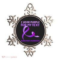 I Wear Purple For My Personalize Text Alzheimer's Awareness Ornament thumb 0