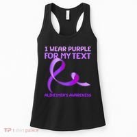 I Wear Purple For My Personalize Text Alzheimer's Awareness Women's Tank Top thumb 0