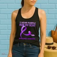 I Wear Purple For My Personalize Text Alzheimer's Awareness Women's Tank Top thumb 2