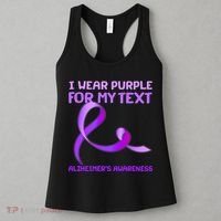 I Wear Purple For My Personalize Text Alzheimer's Awareness Women's Tank Top thumb 3
