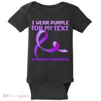 I Wear Purple For My Personalize Text Alzheimer's Awareness Baby Bodysuit thumb 0