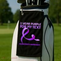 I Wear Purple For My Personalize Text Alzheimer's Awareness Golf Towel thumb 2