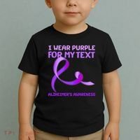 I Wear Purple For My Personalize Text Alzheimer's Awareness Toddler T-Shirt thumb 2