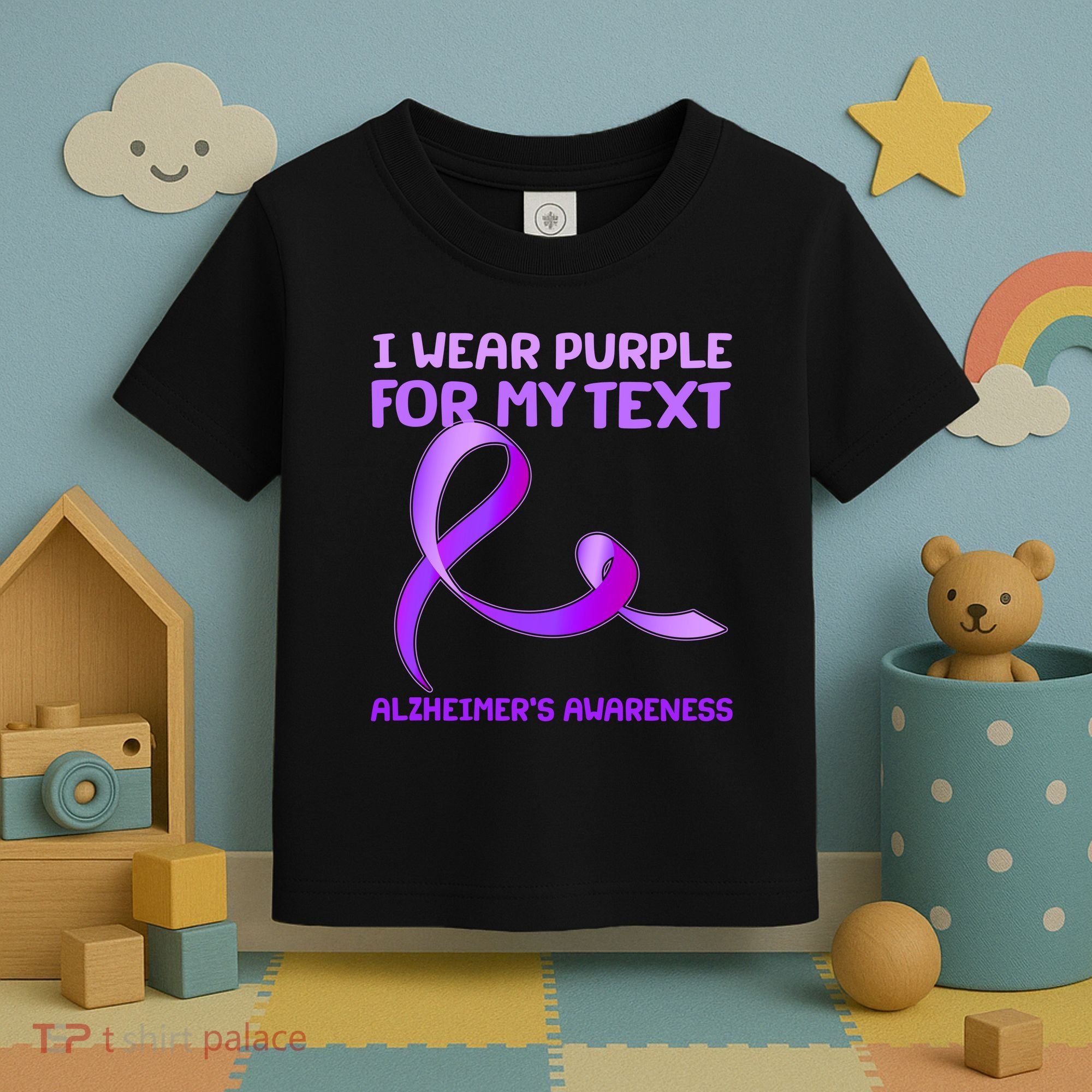 I Wear Purple For My Personalize Text Alzheimer's Awareness Toddler T-Shirt