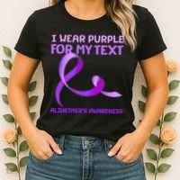 I Wear Purple For My Personalize Text Alzheimer's Awareness Women's T-Shirt thumb 2