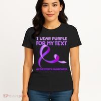 I Wear Purple For My Personalize Text Alzheimer's Awareness Women's T-Shirt thumb 4