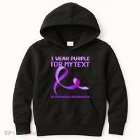 I Wear Purple For My Personalize Text Alzheimer's Awareness Kids Hoodie thumb 0