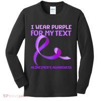 I Wear Purple For My Personalize Text Alzheimer's Awareness Kids Long Sleeve Shirt thumb 0