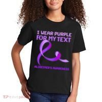 I Wear Purple For My Personalize Text Alzheimer's Awareness Kids T-Shirt thumb 2