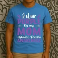 I Wear Purple For My Mom AlzheimerS Dementia Awareness T-Shirt thumb 3