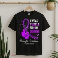 I Wear Purple For My Daughter Domestic Violence Awareness T-Shirt thumb 2