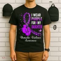 I Wear Purple For My Daughter Domestic Violence Awareness T-Shirt thumb 6