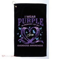 I Wear Purple For My Son Overdose Awareness Golf Towel thumb 0