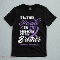 I Wear Purple In Memory Of My Brother Overdose Awareness T-Shirt thumb 5