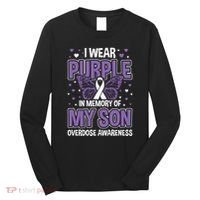 I Wear Purple In Memory Of My Son Overdose Awareness Long Sleeve Shirt thumb 0