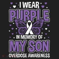 I Wear Purple In Memory Of My Son Overdose Awareness Beanie thumb 2