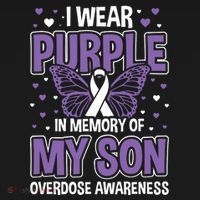I Wear Purple In Memory Of My Son Overdose Awareness Women's Hoodie thumb 2