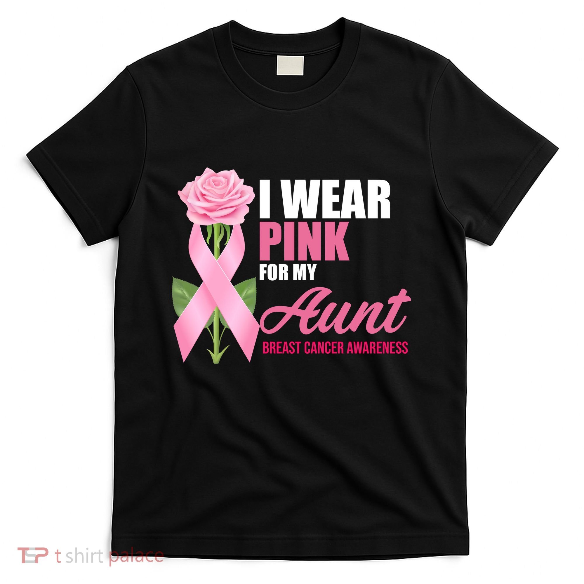 I Wear Pink For My Aunt Breast Cancer Floral Ribbon T-Shirt