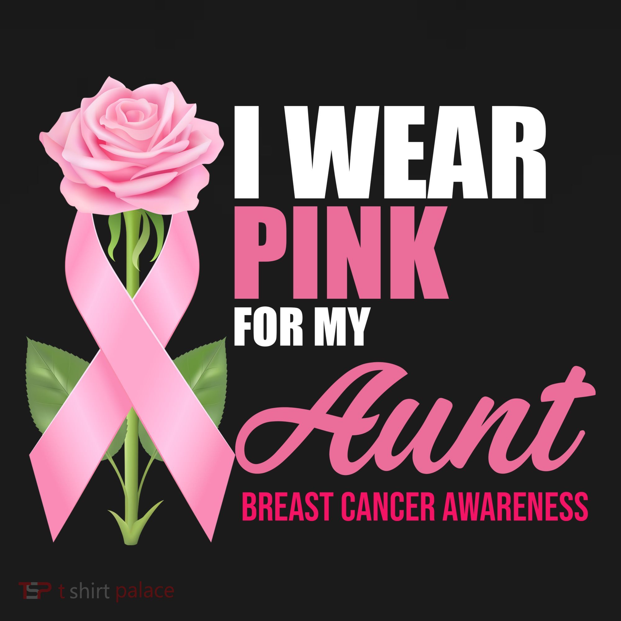 I Wear Pink For My Aunt Breast Cancer Floral Ribbon T-Shirt