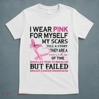 I Wear Pink For Myself My Scars But Failed Breast Cancer T-Shirt thumb 5