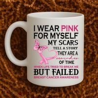 I Wear Pink For Myself My Scars But Failed Breast Cancer Coffee Mug thumb 2