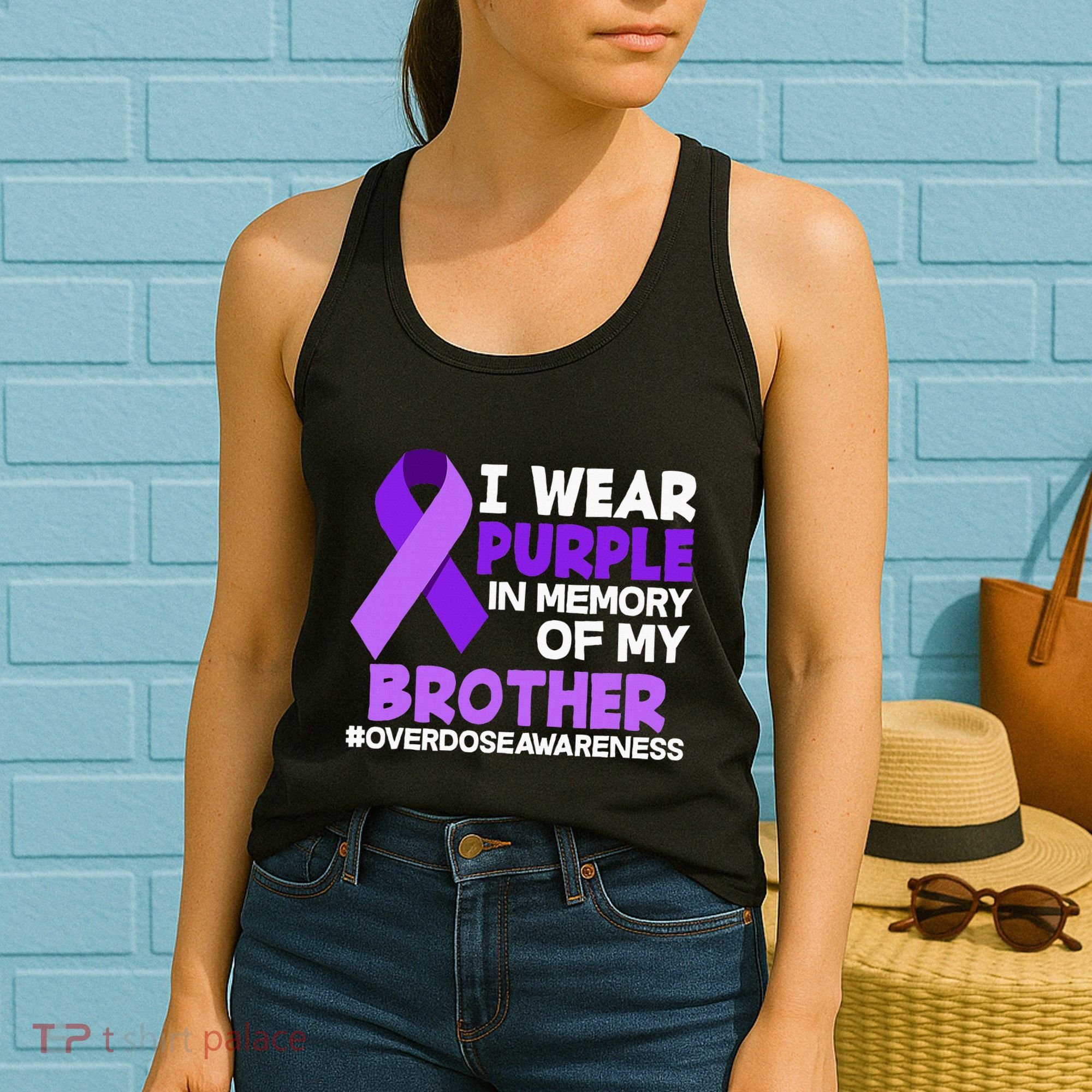 I Wear Purple In Memory Of My Brother Overdose Awareness Women's Tank Top