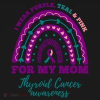 I Wear Purple Teal Pink For My Mom Thyroid Cancer Awareness Cute Gift Women's Hoodie thumb 2
