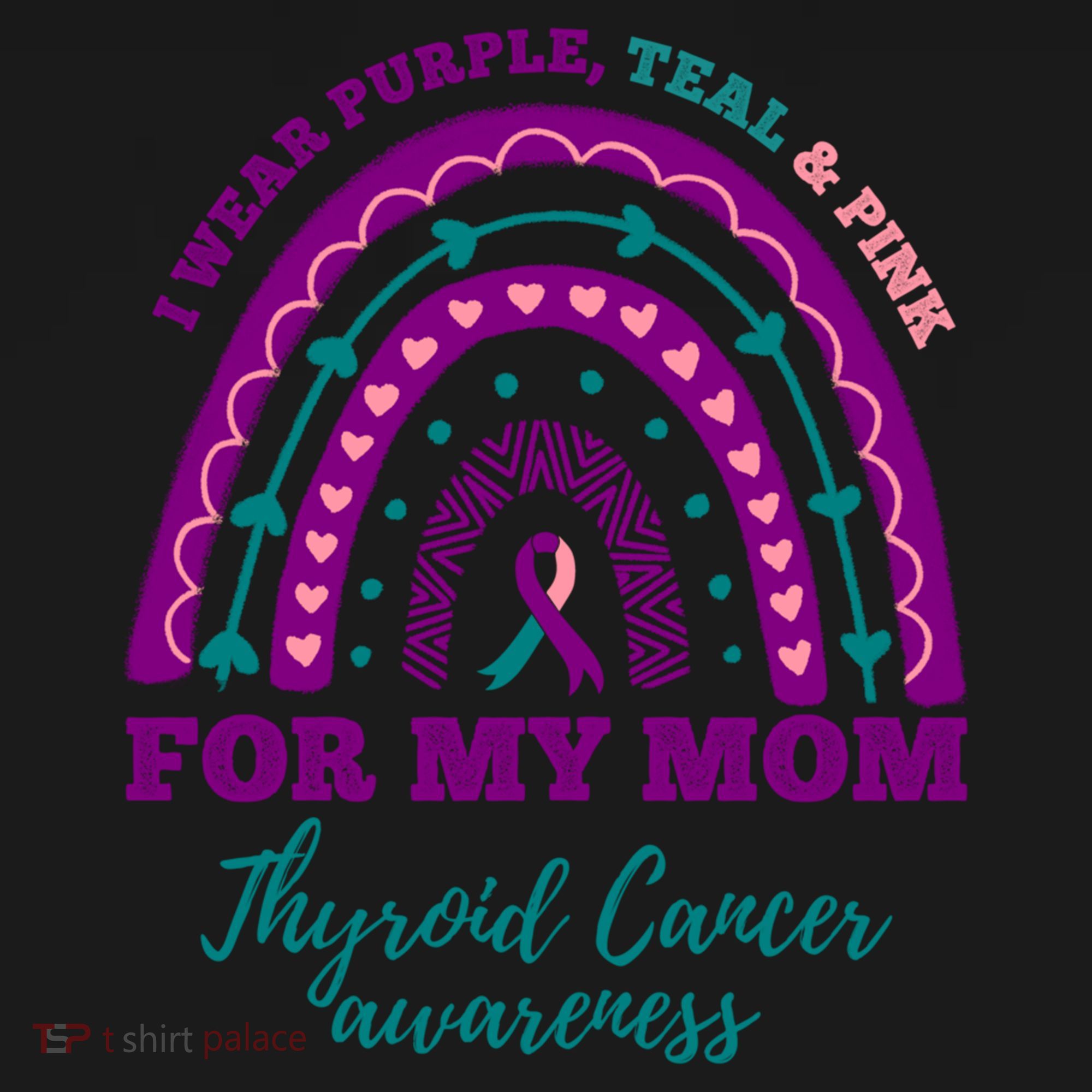 I Wear Purple Teal Pink For My Mom Thyroid Cancer Awareness Cute Gift Women's Hoodie
