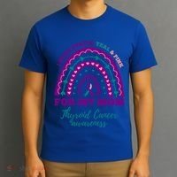 I Wear Purple Teal Pink For My Mom Thyroid Cancer Awareness Cute Gift T-Shirt thumb 3