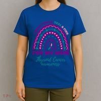 I Wear Purple Teal Pink For My Mom Thyroid Cancer Awareness Cute Gift T-Shirt thumb 4