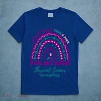 I Wear Purple Teal Pink For My Mom Thyroid Cancer Awareness Cute Gift T-Shirt thumb 5
