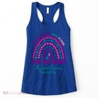 I Wear Purple Teal Pink For My Mom Thyroid Cancer Awareness Cute Gift Women's Tank Top thumb 0