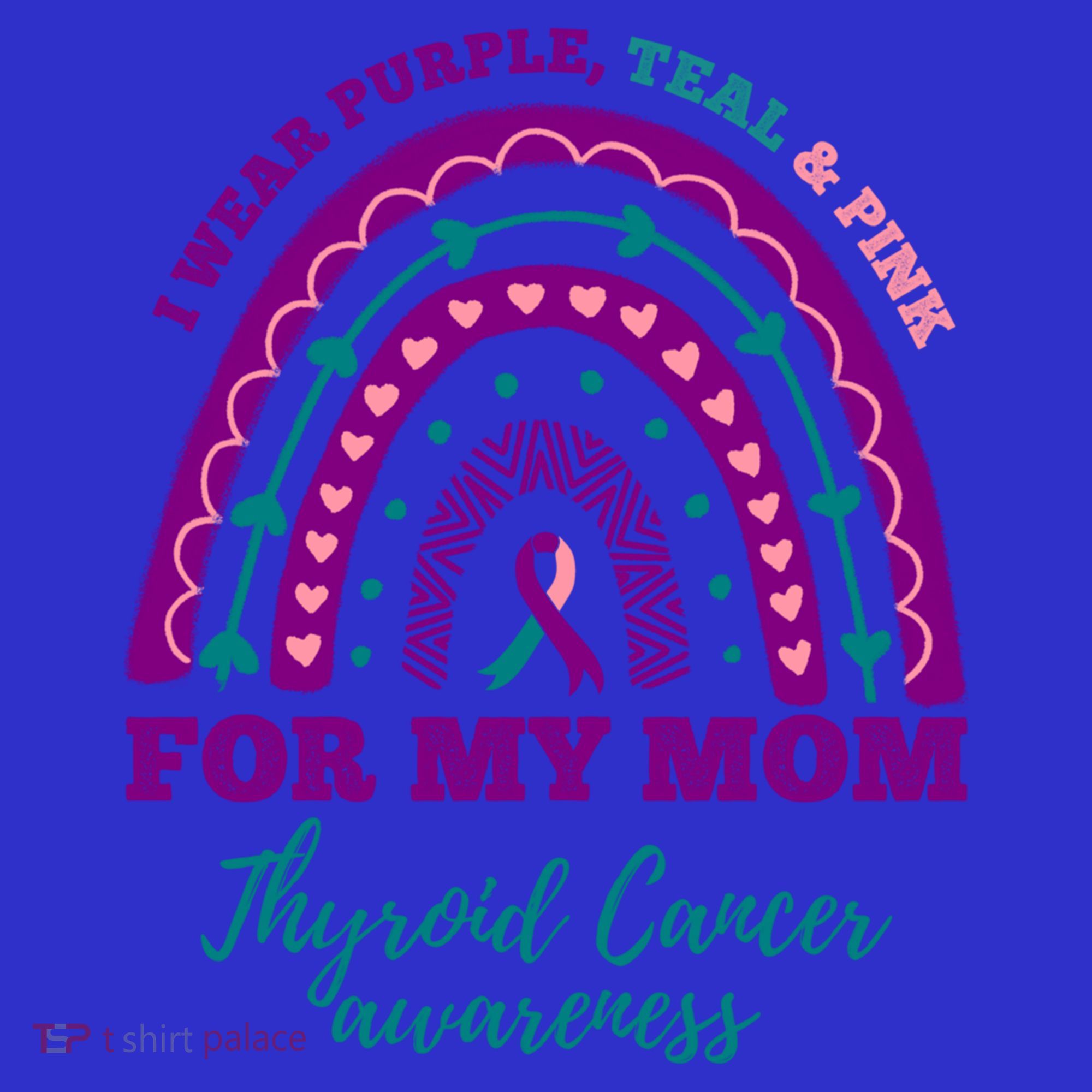 I Wear Purple Teal Pink For My Mom Thyroid Cancer Awareness Cute Gift Women's Tank Top