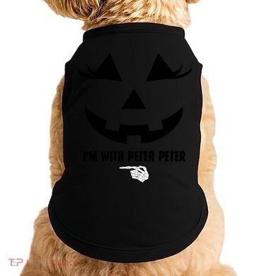 I'm With Peter Peter Funny Halloween Skeleton Hand Doggie Tank