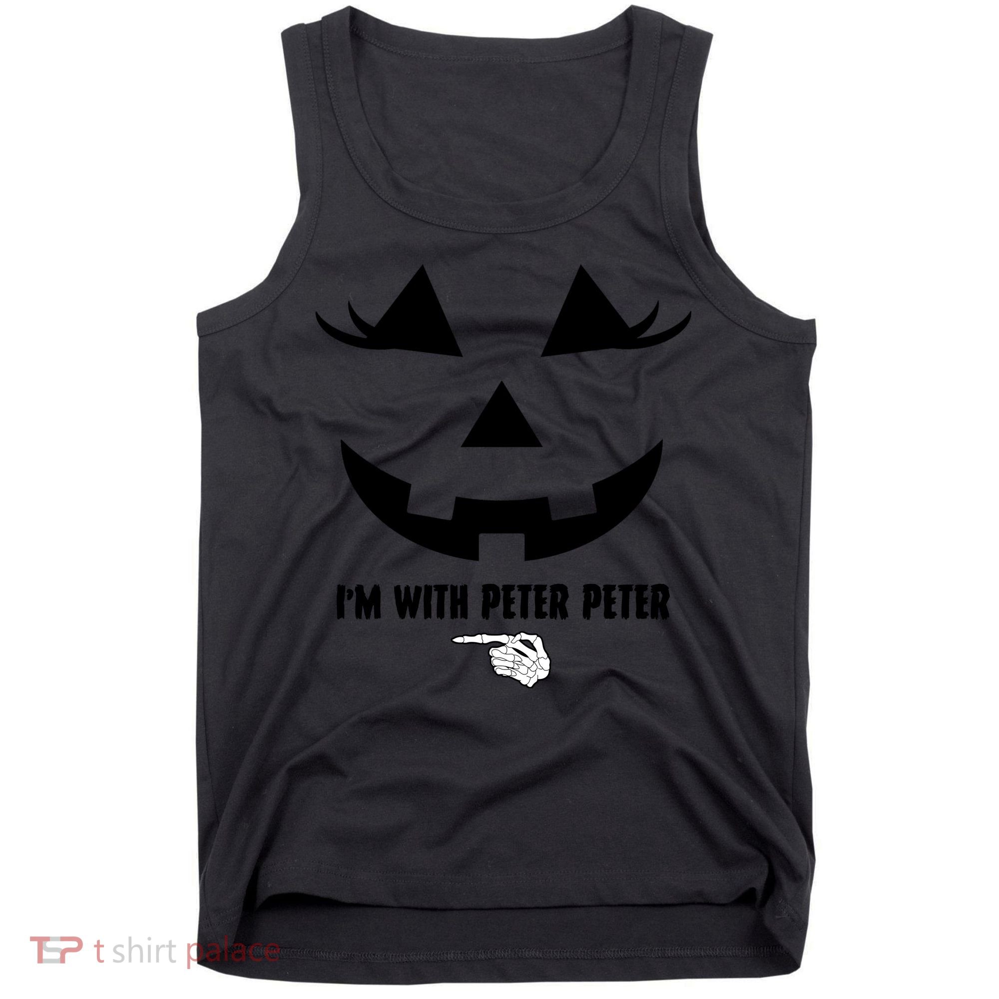 I'm With Peter Peter Funny Halloween Skeleton Hand Tank Top