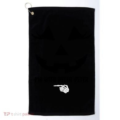 I'm With Peter Peter Funny Halloween Skeleton Hand Golf Towel