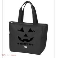 I'm With Peter Peter Funny Halloween Skeleton Hand Tote Bag thumb 3