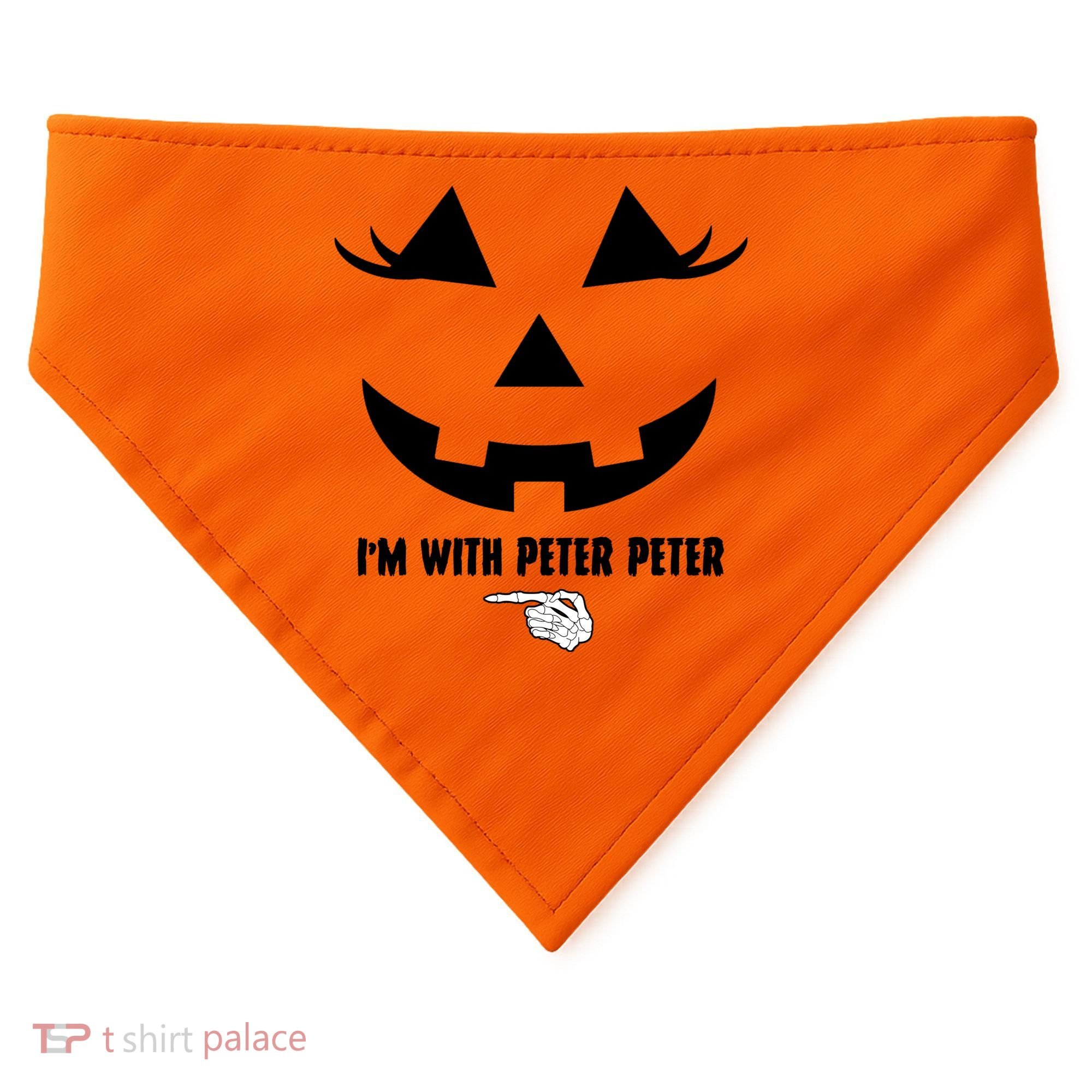 I'm With Peter Peter Funny Halloween Skeleton Hand USA-Made Doggie Bandana