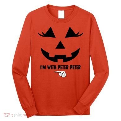 I'm With Peter Peter Funny Halloween Skeleton Hand Long Sleeve Shirt