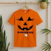 I'm With Peter Peter Funny Halloween Skeleton Hand T-Shirt thumb 2