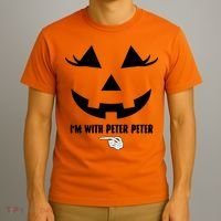 I'm With Peter Peter Funny Halloween Skeleton Hand T-Shirt thumb 3