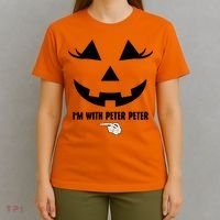 I'm With Peter Peter Funny Halloween Skeleton Hand T-Shirt thumb 4