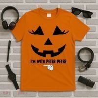 I'm With Peter Peter Funny Halloween Skeleton Hand T-Shirt thumb 5