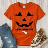 I'm With Peter Peter Funny Halloween Skeleton Hand Women's T-Shirt thumb 3