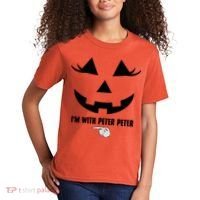 I'm With Peter Peter Funny Halloween Skeleton Hand Kids T-Shirt thumb 2