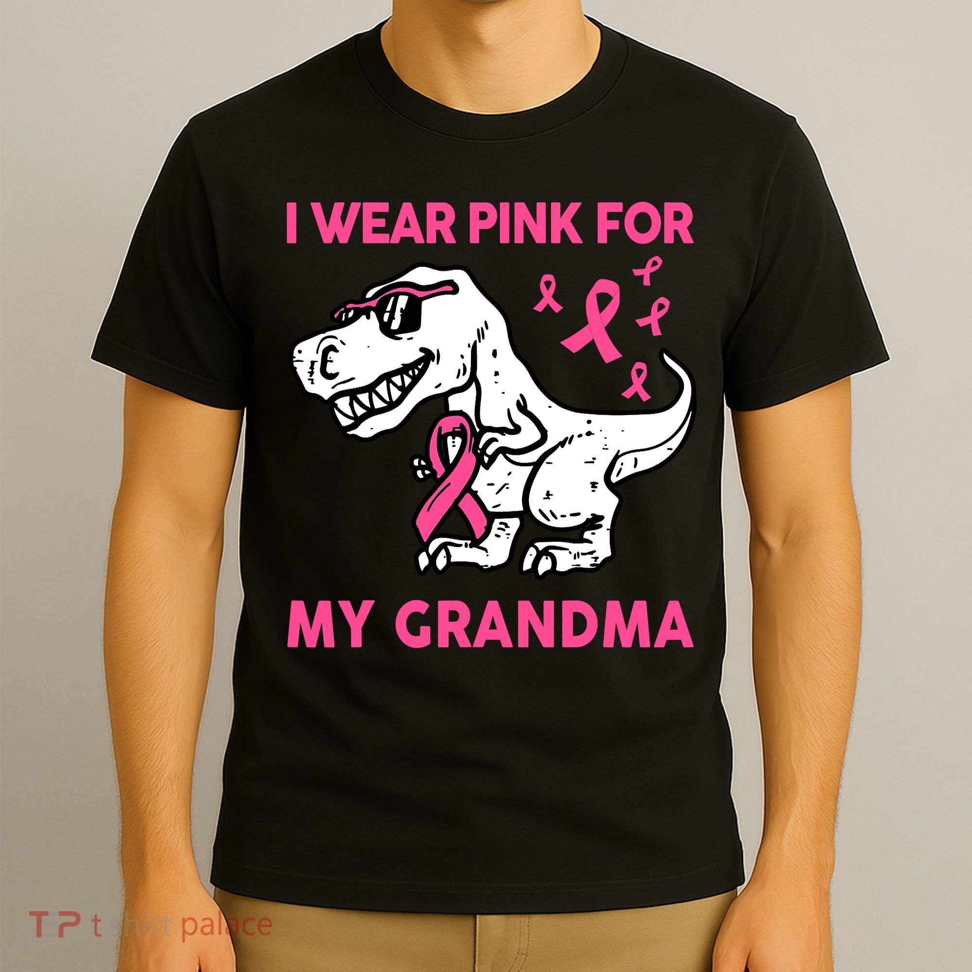 I Wear Pink For My Grandma Baby Funny Breast Cancer T-Shirt