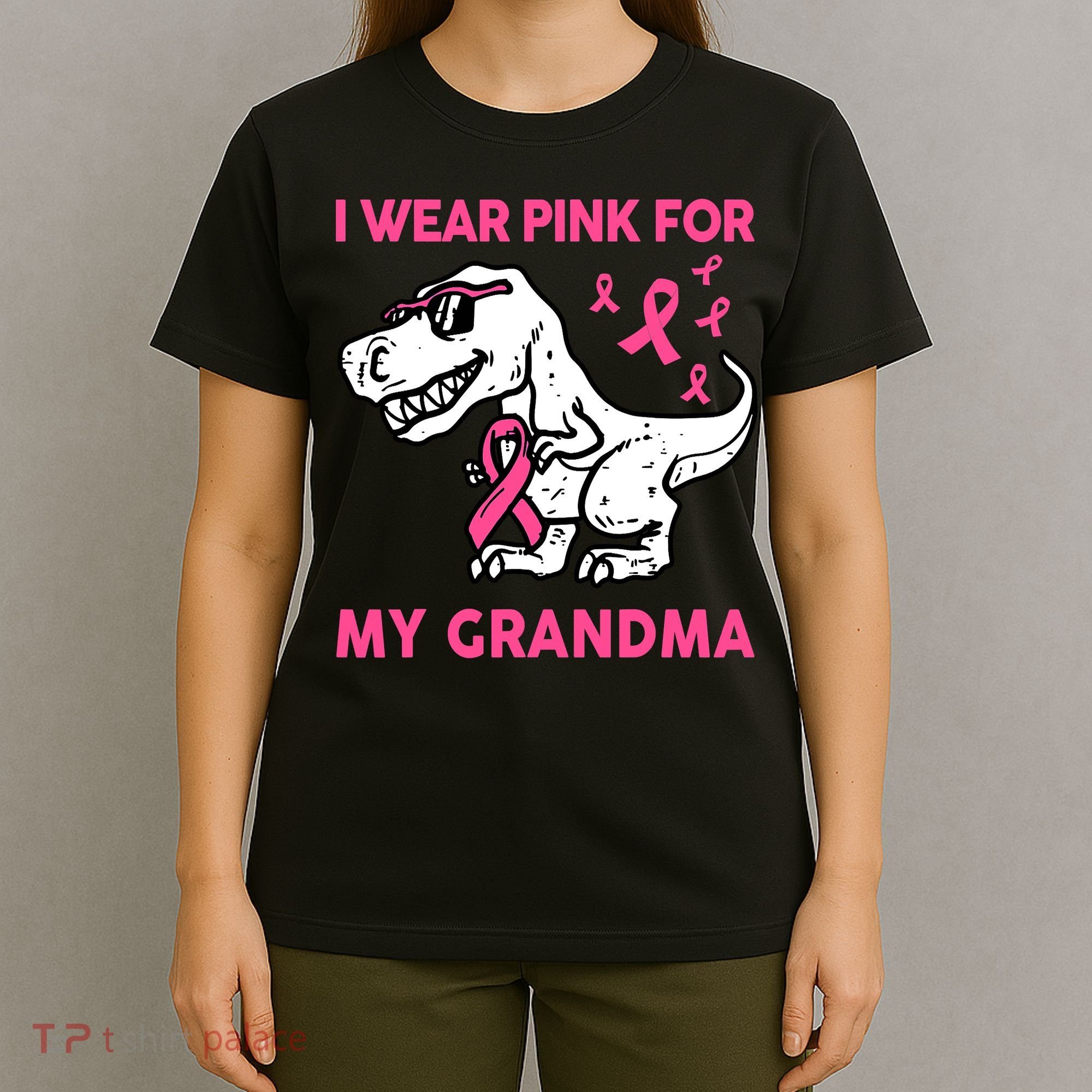 I Wear Pink For My Grandma Baby Funny Breast Cancer T-Shirt