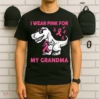 I Wear Pink For My Grandma Baby Funny Breast Cancer T-Shirt thumb 6
